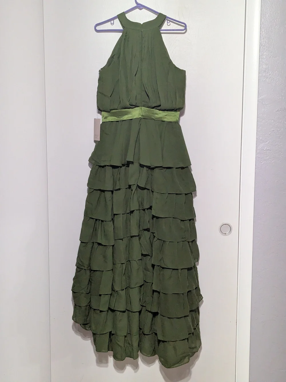 Dreamylily Olive Green High-Neck Tiered Halter Dress - NWT